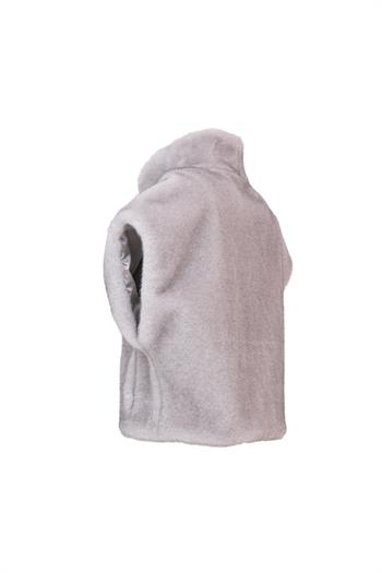 VELORA Yarasa Kol Dik Yakalı Suni Kürk Yelek - Gri