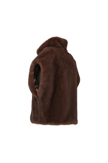 VELORA Suni Kürk Yelek - Kahverengi