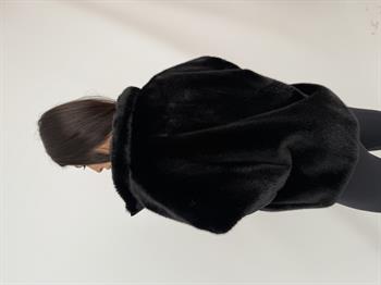 VELORA Suni Kürk Yelek - Siyah