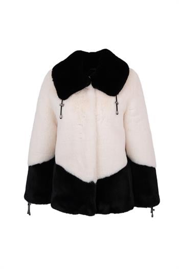 WANDA Suni Kürk Ceket - Siyah Beyaz