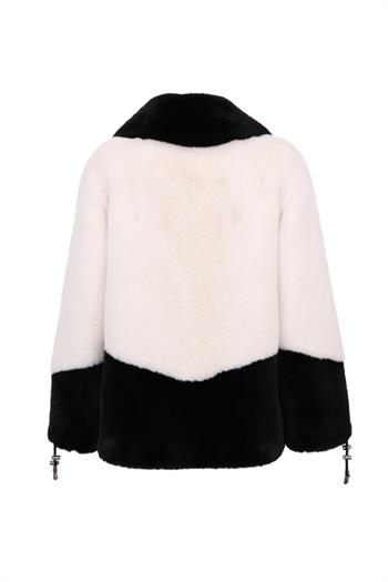 WANDA Suni Kürk Ceket - Siyah Beyaz