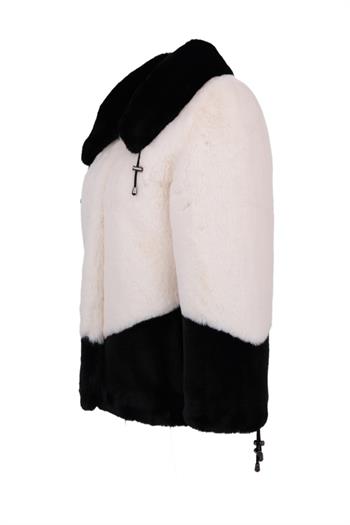 WANDA Suni Kürk Ceket - Siyah Beyaz