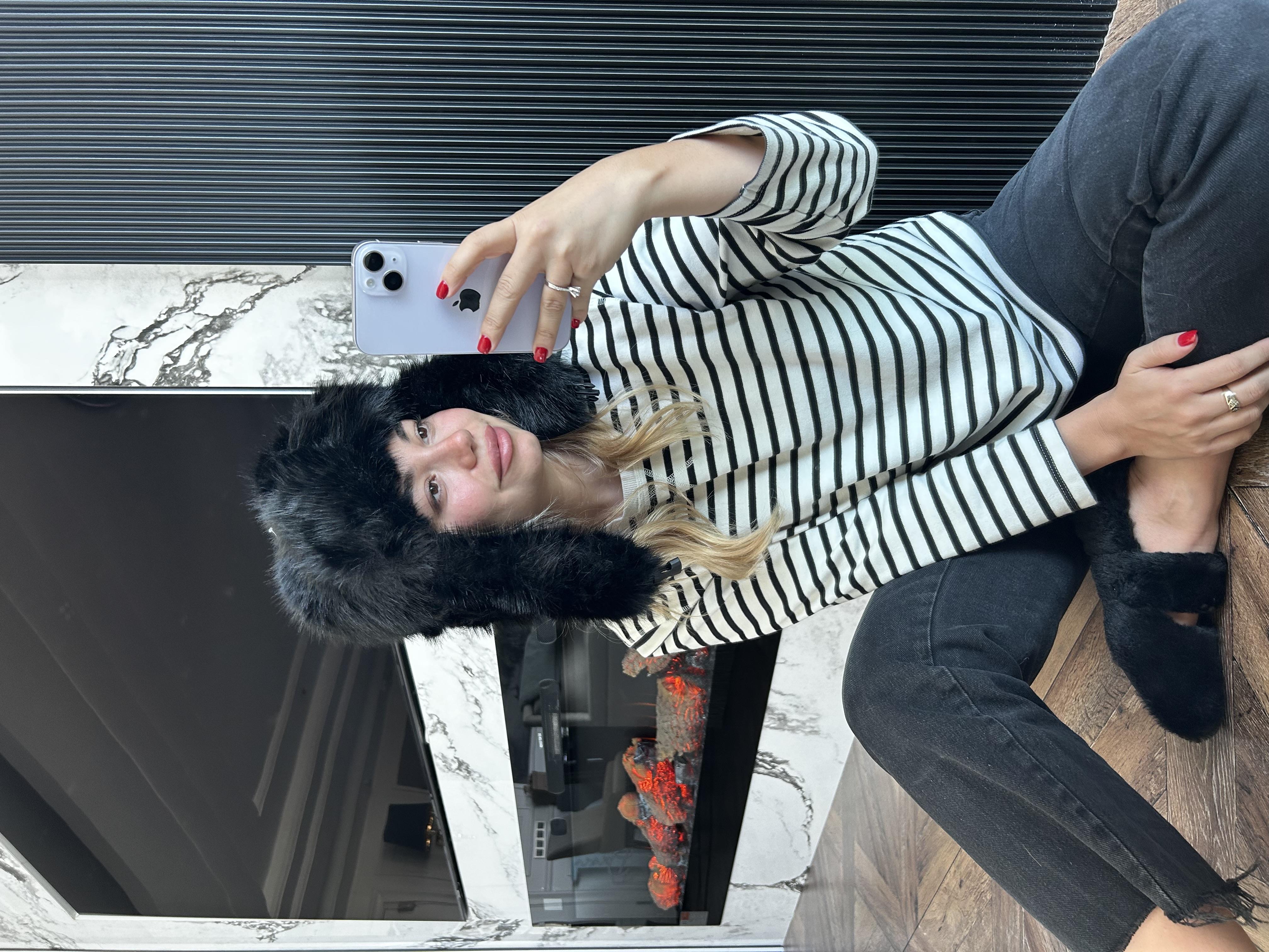 JF Klipsli Kürklü Pilot Şapka - Siyah