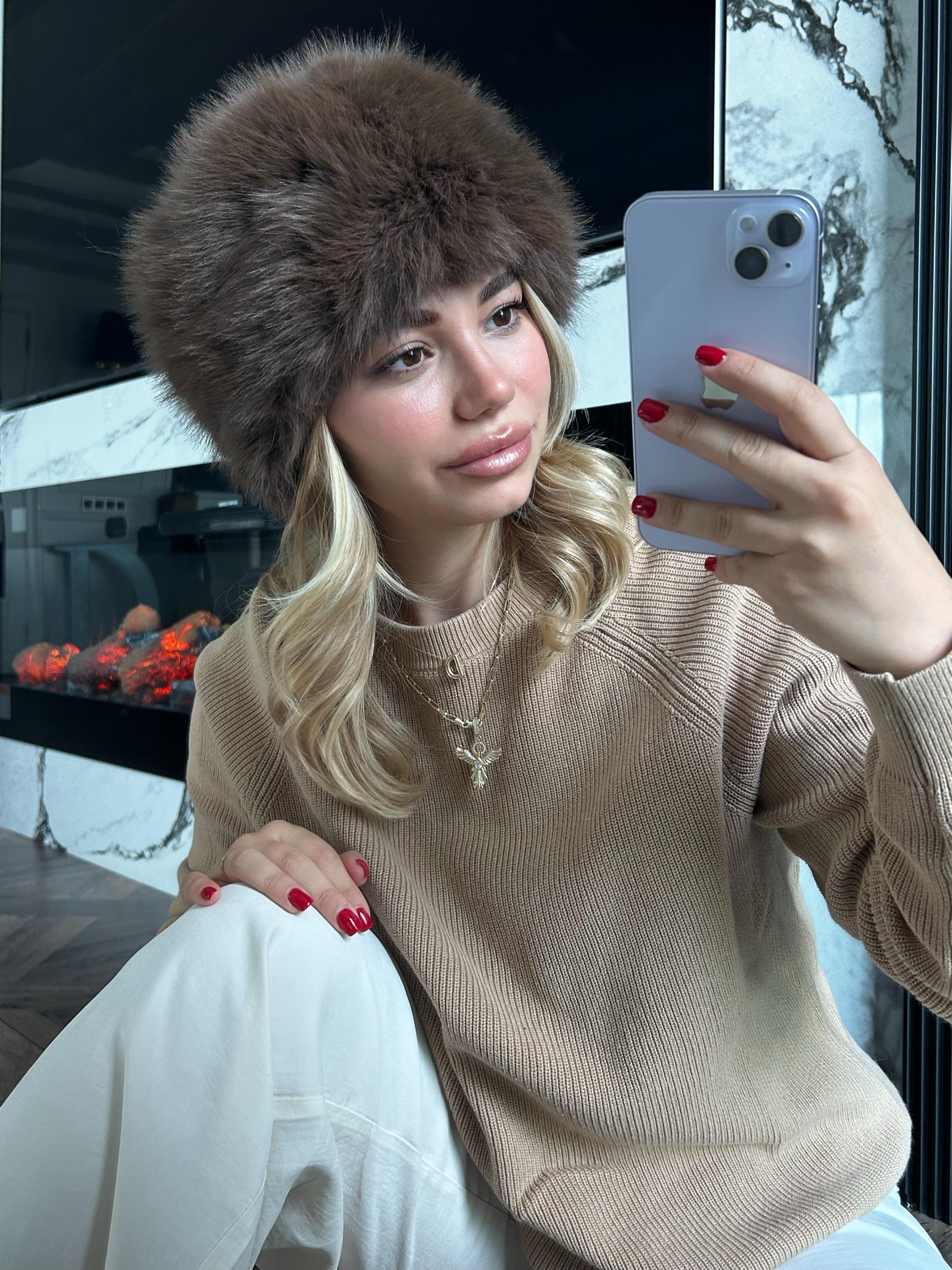 JF Kürklü Kalpak Şapka - Kahverengi