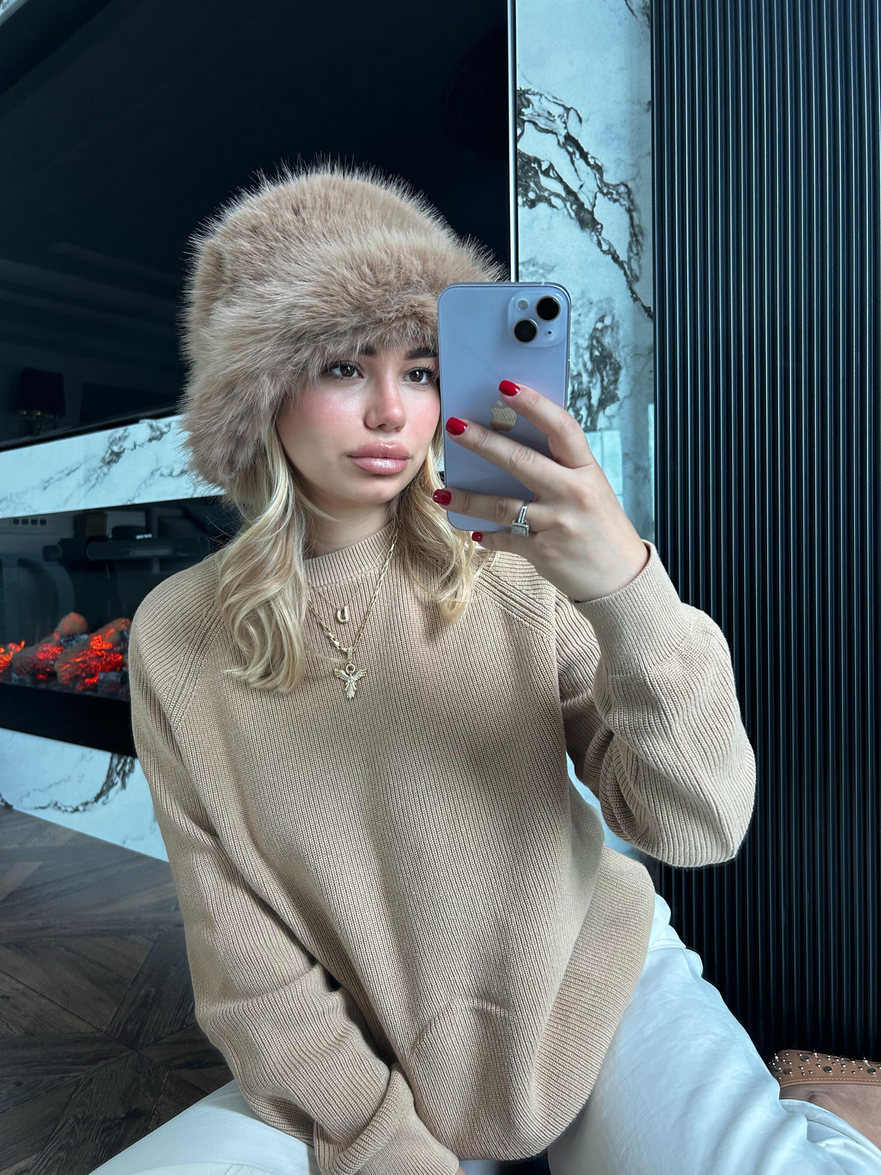 JF Peluş Bucket Şapka - Vizon