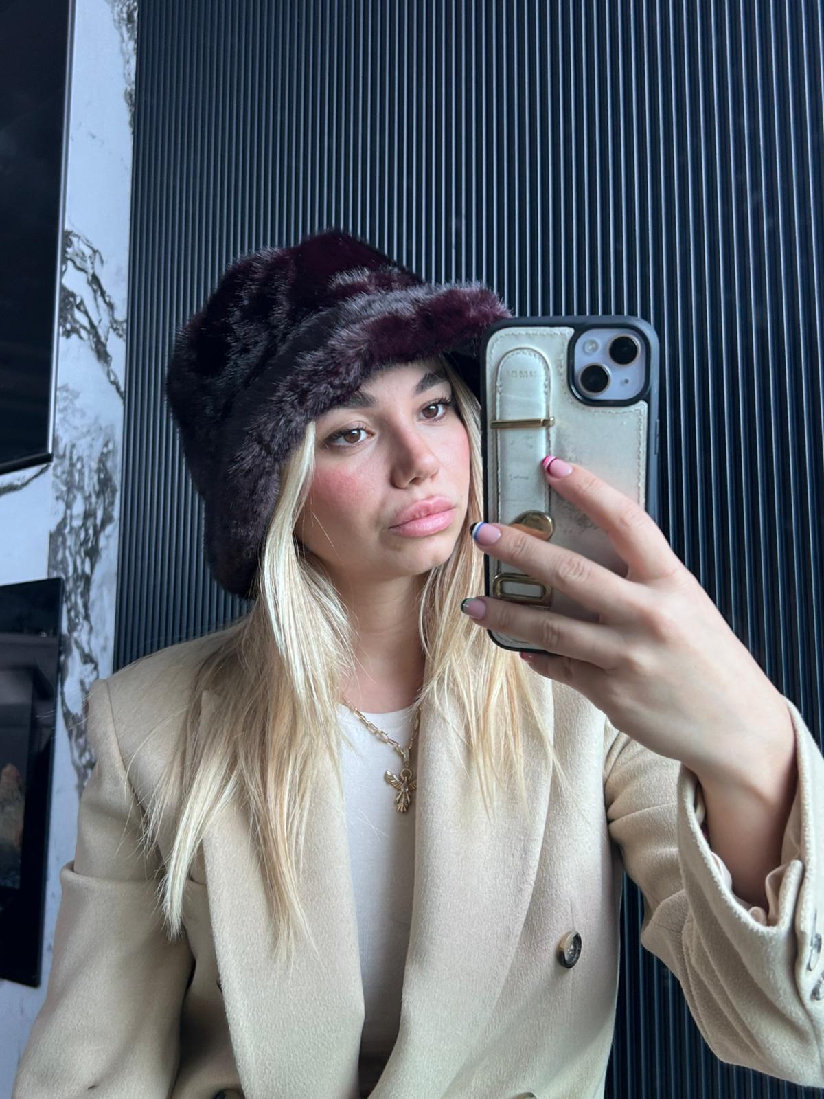 JF Peluş Şapka - Mürdüm