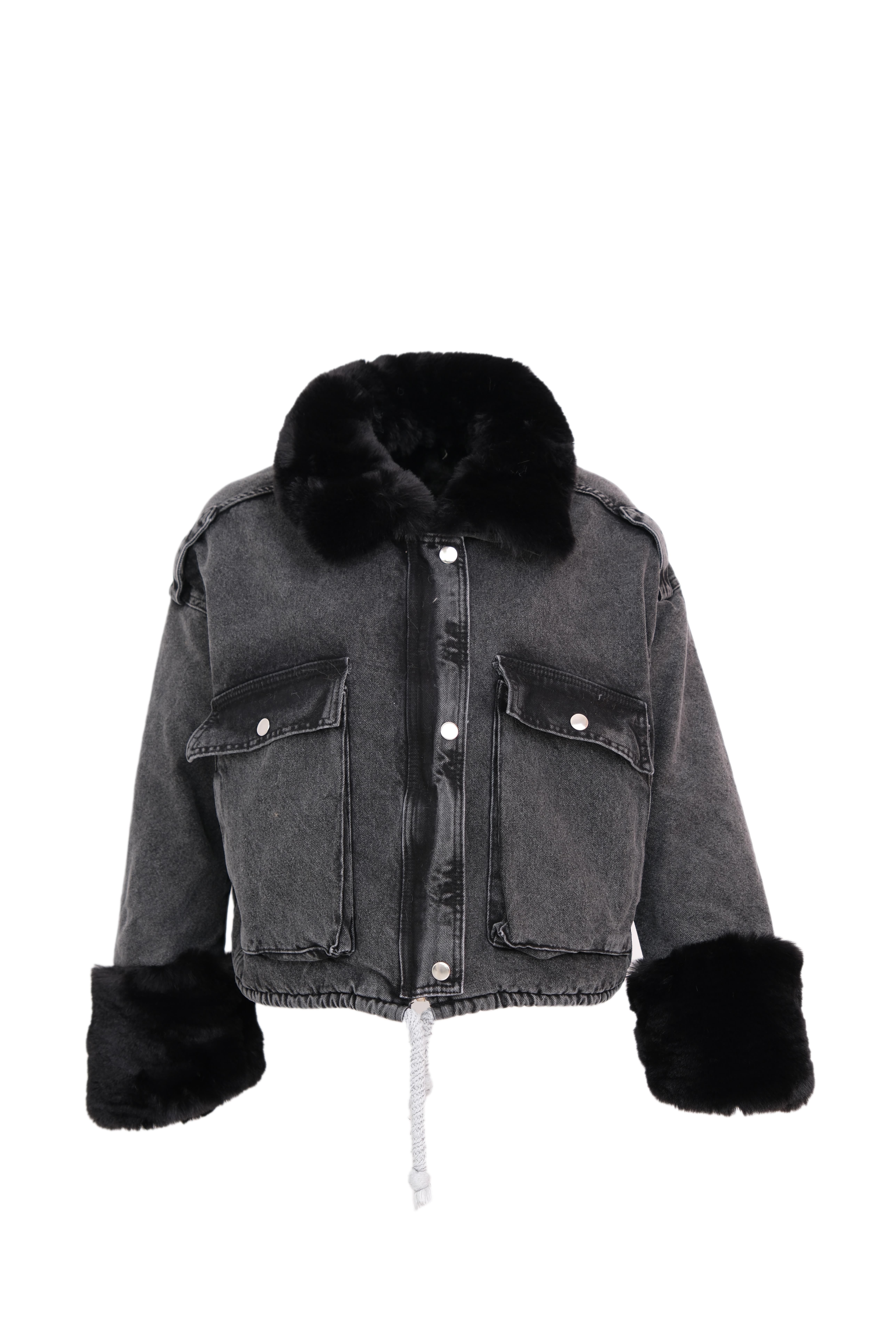 NOMADE Kürklü Kot Ceket - Antrasit