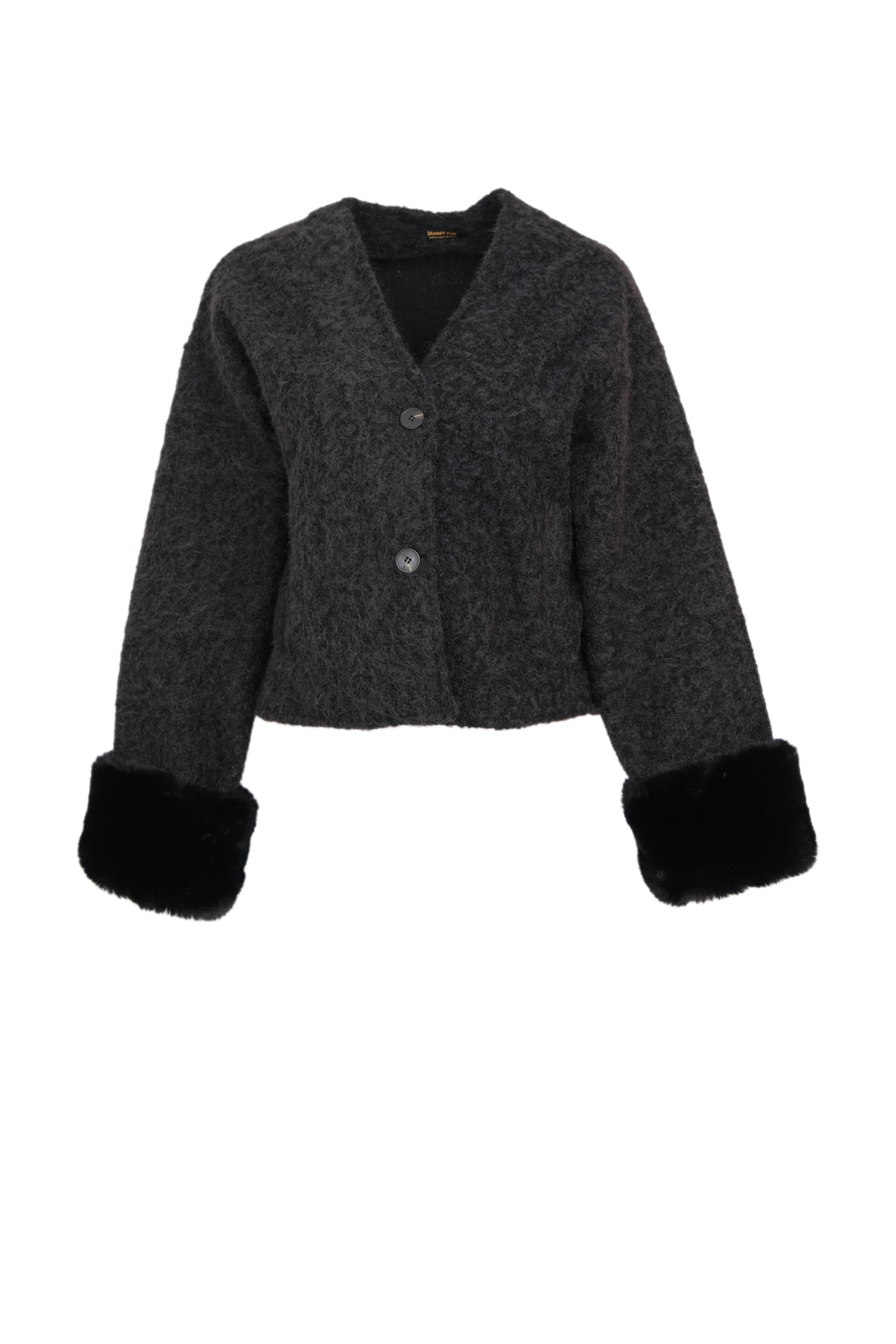 RUBA Kolları Kürklü Ceket - Siyah