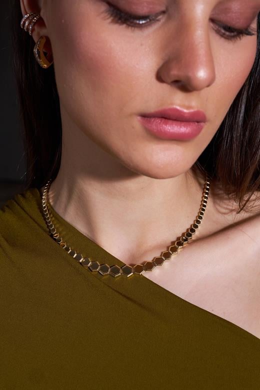 14 Ayar Altın Honeycomb Kolye