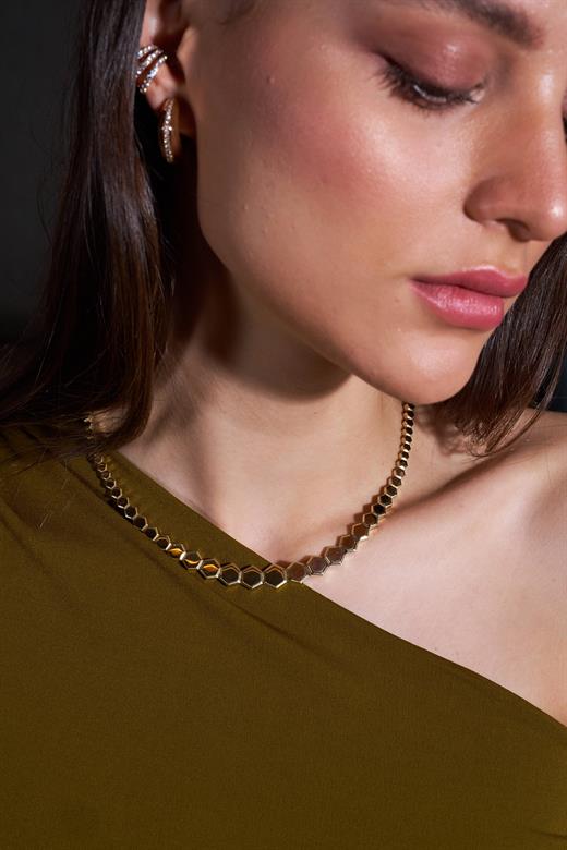 14 Ayar Altın Honeycomb Kolye