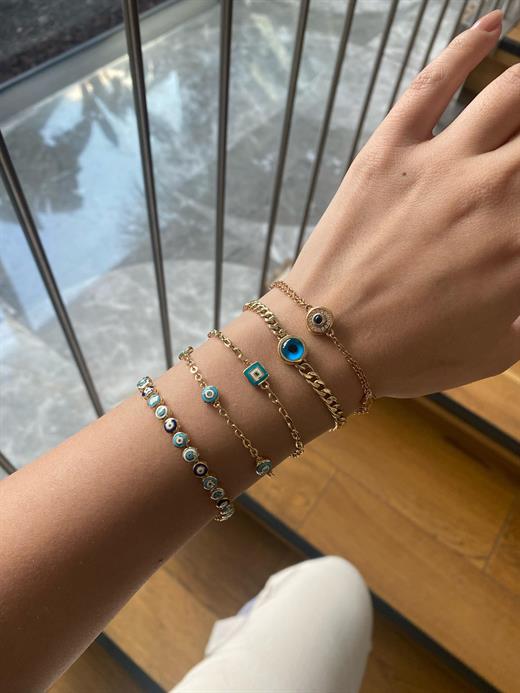 14 Ayar Evil Eye Charm Bileklik