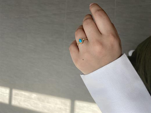 14 Ayar Firuze Taşlı Vintage Yüzük