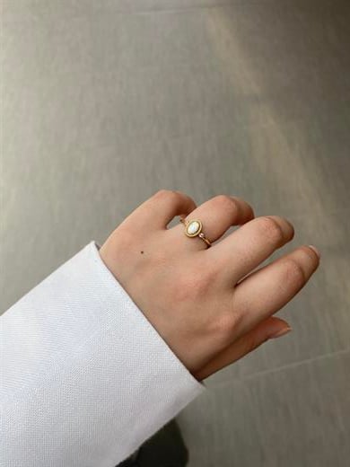 14 Ayar Sedef Taşlı Yüzük