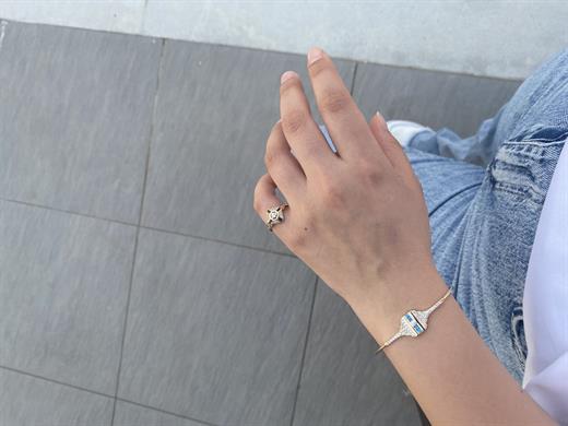 14 Ayar Silvia Yüzük Lacivert