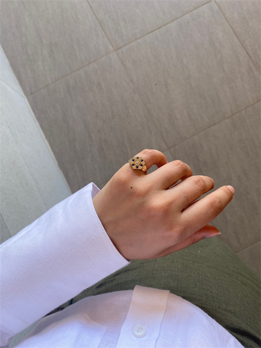 14 Ayar Süreyya Yüzük Lacivert