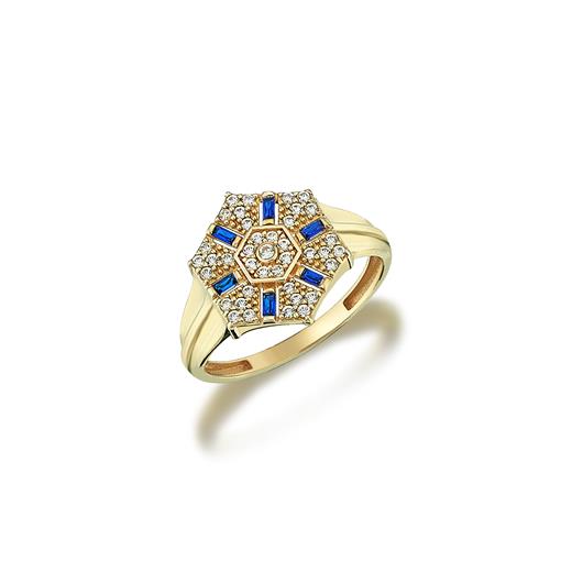 14 Ayar Süreyya Yüzük Lacivert