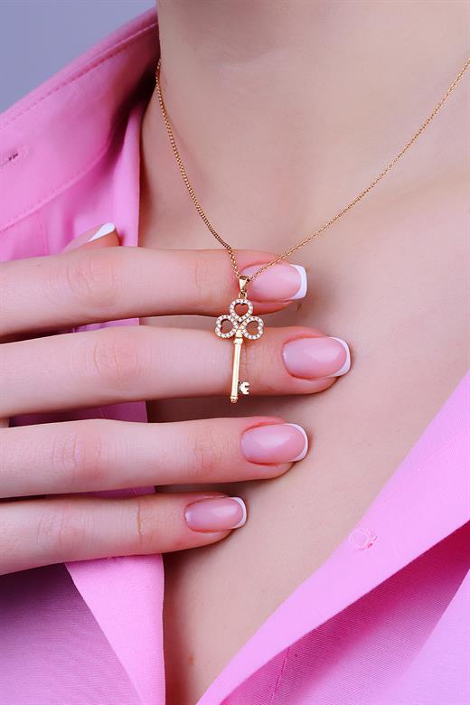 Odda75 14 Ayar Altın Pırlanta Anahtar Kolye