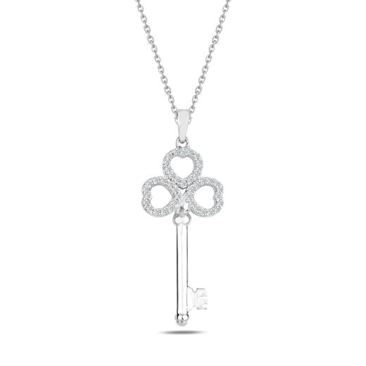 Odda75 14 Ayar Beyaz Altın Pırlanta Anahtar Kolye