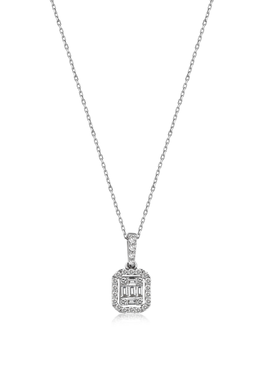 Odda75 Diba Diamond Baguette Charm Necklace in 18k White Gold