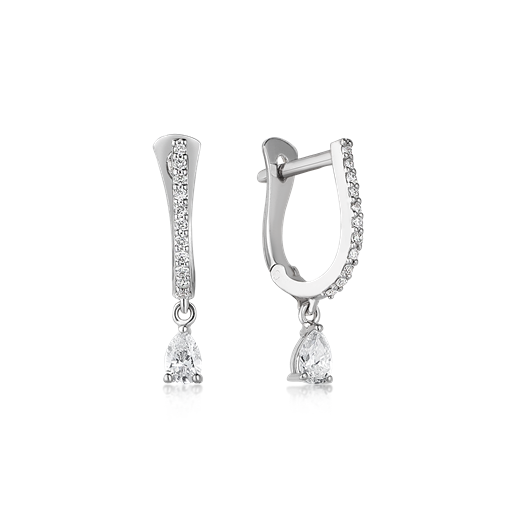 Odda75 Efsun Solitaire Diamond Hoop Earrings in 18k White Gold