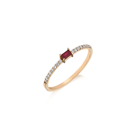 Odda75 Mayda Diamond Ring with Ruby in 18k Rose Gold