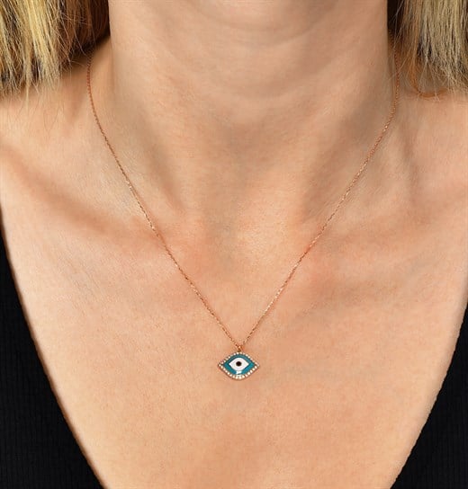 Odda75 Evil Eye Diamond Necklace in 18k Rose Gold