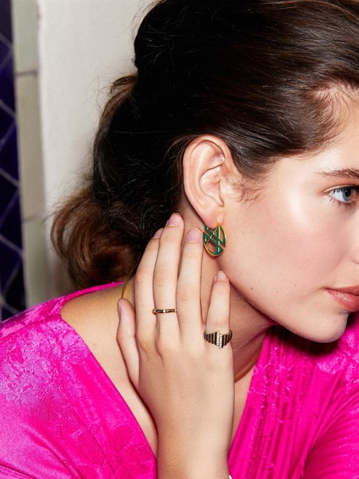 Odda75 Altın Kaplama 925 Ayar Gümüş Farah Yüzük Beyaz