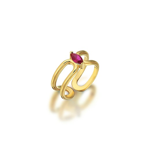 Odda75 Altın Kaplama 925 Ayar Gümüş Hafsa Yüzük