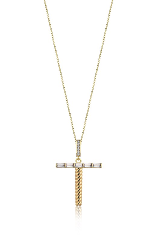 Odda75 Altın Kaplama 925 Ayar Gümüş İnisyal T Harf Kolye