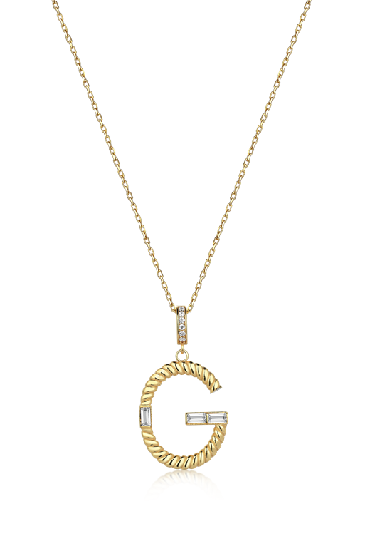 Odda75 Altın Kaplama 925 Ayar Gümüş İnisyal G Harf Kolye