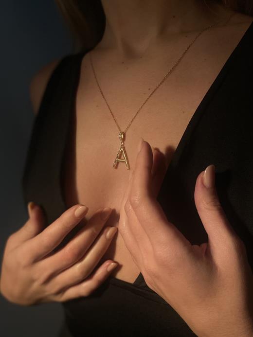 Odda75 Altın Kaplama 925 Ayar Gümüş İnisyal A Harf Kolye