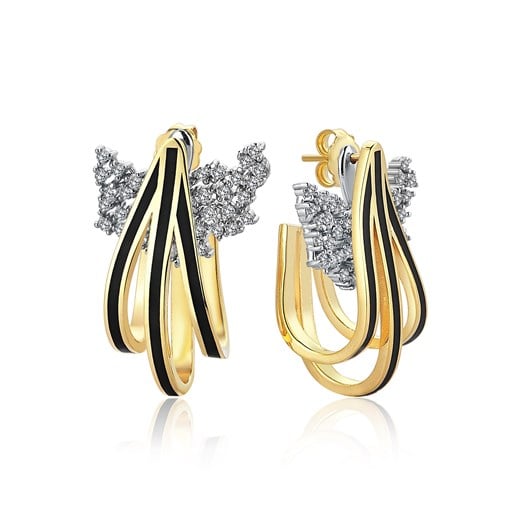Odda75 Nergis Triple Hoop Earrings in Sterling Silver with Gold Plated