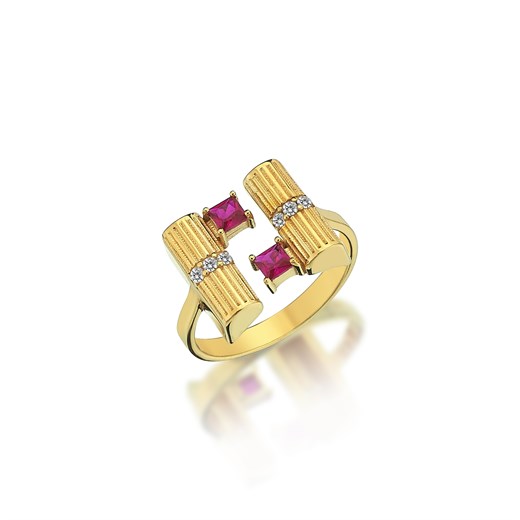 Odda75 Altın Kaplama 925 Ayar Gümüş Pare Yüzük