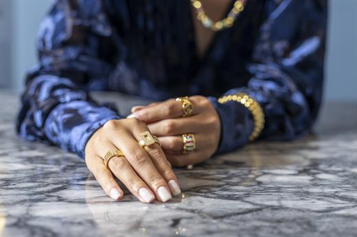 Odda75 Altın Kaplama 925 Ayar Gümüş Piruze Yüzük