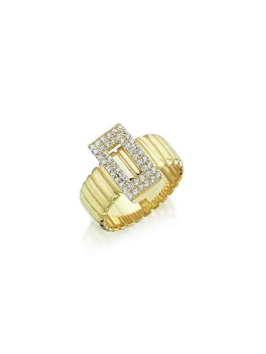 Odda75 Altın Kaplama 925 Ayar Gümüş Piruze Yüzük