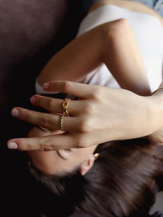 Odda75 Altın Kaplama 925 Ayar Gümüş Vita Yüzük