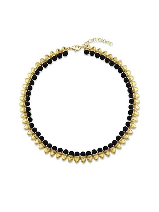 Odda75 Altın Kaplama Diana Siyah İnci Kolye