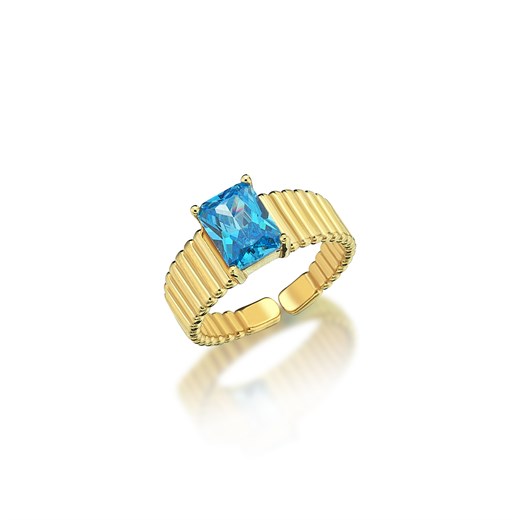 Odda75 Altın Kaplama Gümüş Aquamarine Taşlı Rüya Yüzük