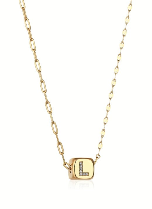 Odda75 Altın Kaplama L harf Kolye