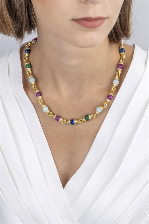 Odda75 Altın Kaplama Milena Kolye