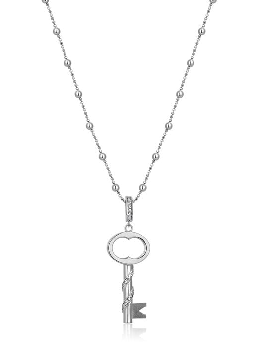 Odda75 Beyaz Altın Kaplama 925 Ayar Gümüş Rumi Kolye