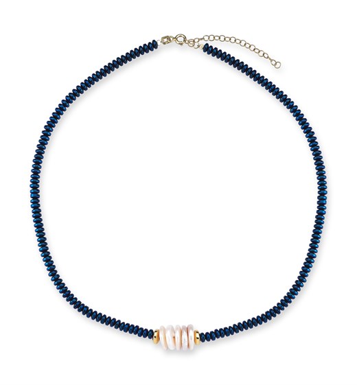 Odda75 Hematit Taşlı İnci Havin Kolye