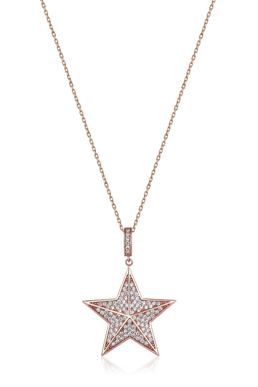 Odda75 Sitare Star Necklace in Sterling Silver with Rose Gold Plated