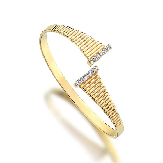Odda75 Kamra Cuff Bracelet in Sterling Silver with Gold Plated
