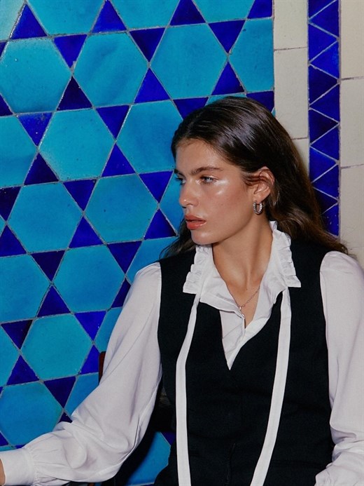 Odda75 Beyaz Altın Kaplama 925 Ayar Gümüş Füreya Large Küpe