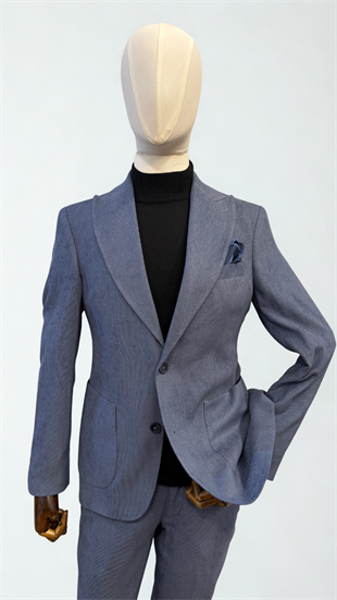 KADİFE TAKIM ELBİSE MAVİ