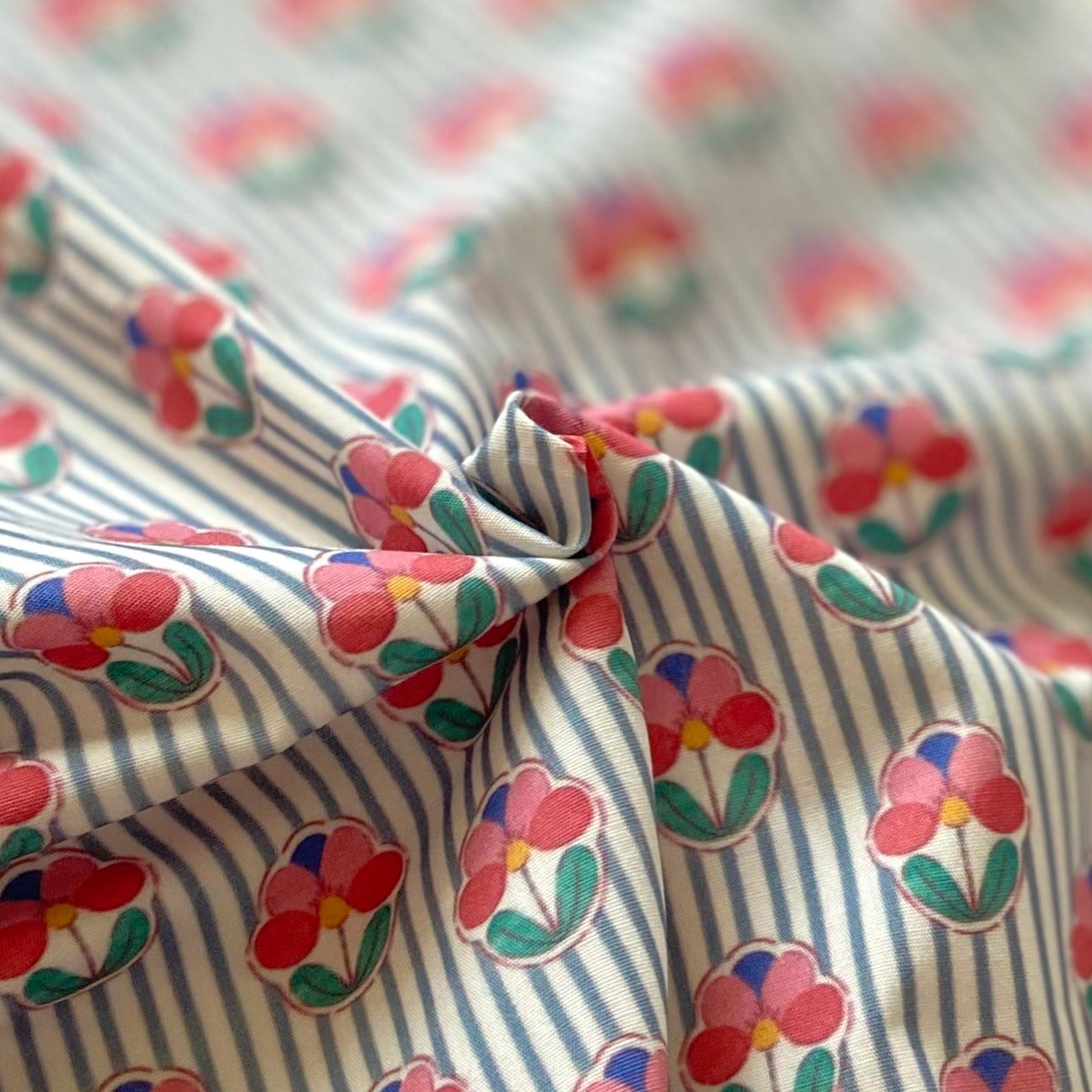 Bloom - Blue Poplin Kumaş