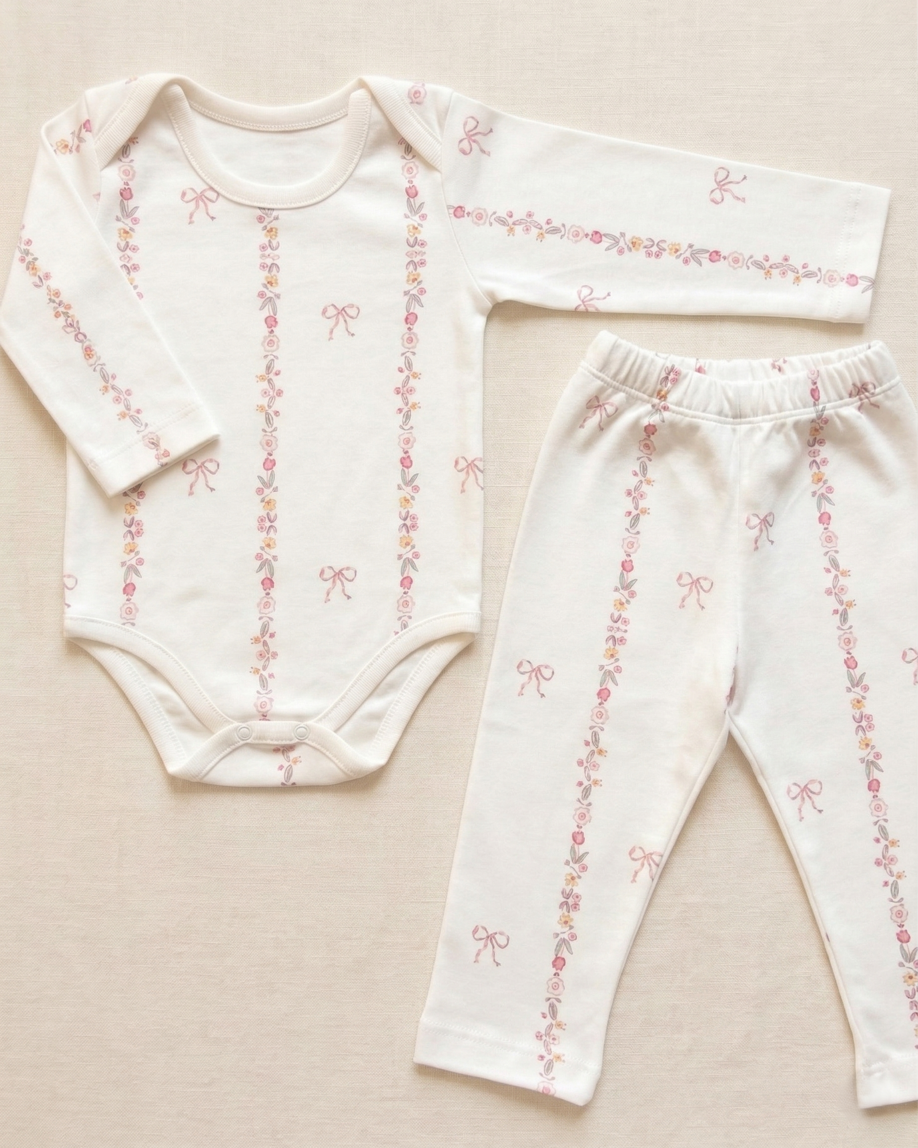 Bow Line %100 Pamuk Organik Baskı Body Pantolon Takım