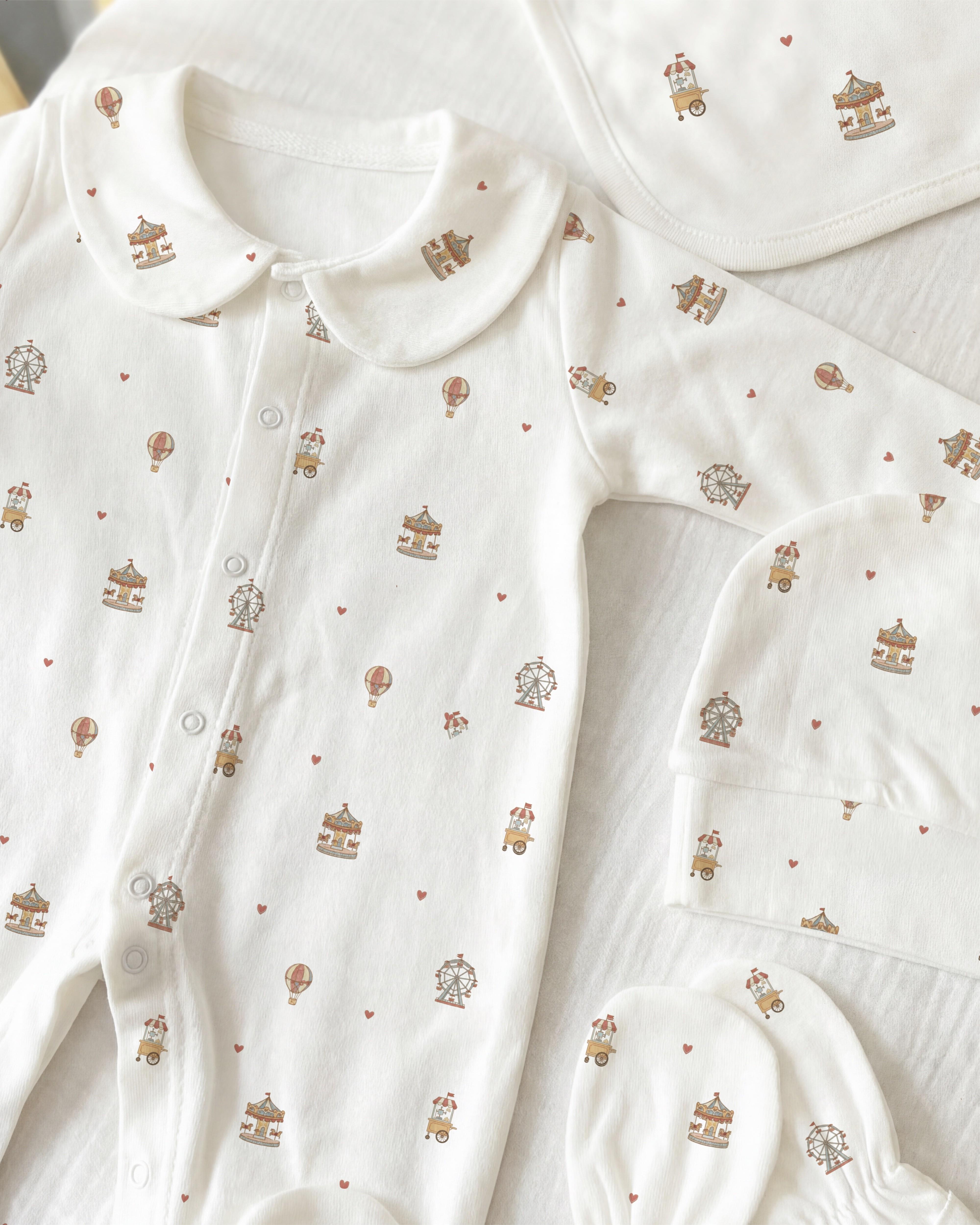 Carnival 4 Parça Hastane Çıkışı Seti %100 Pamuk