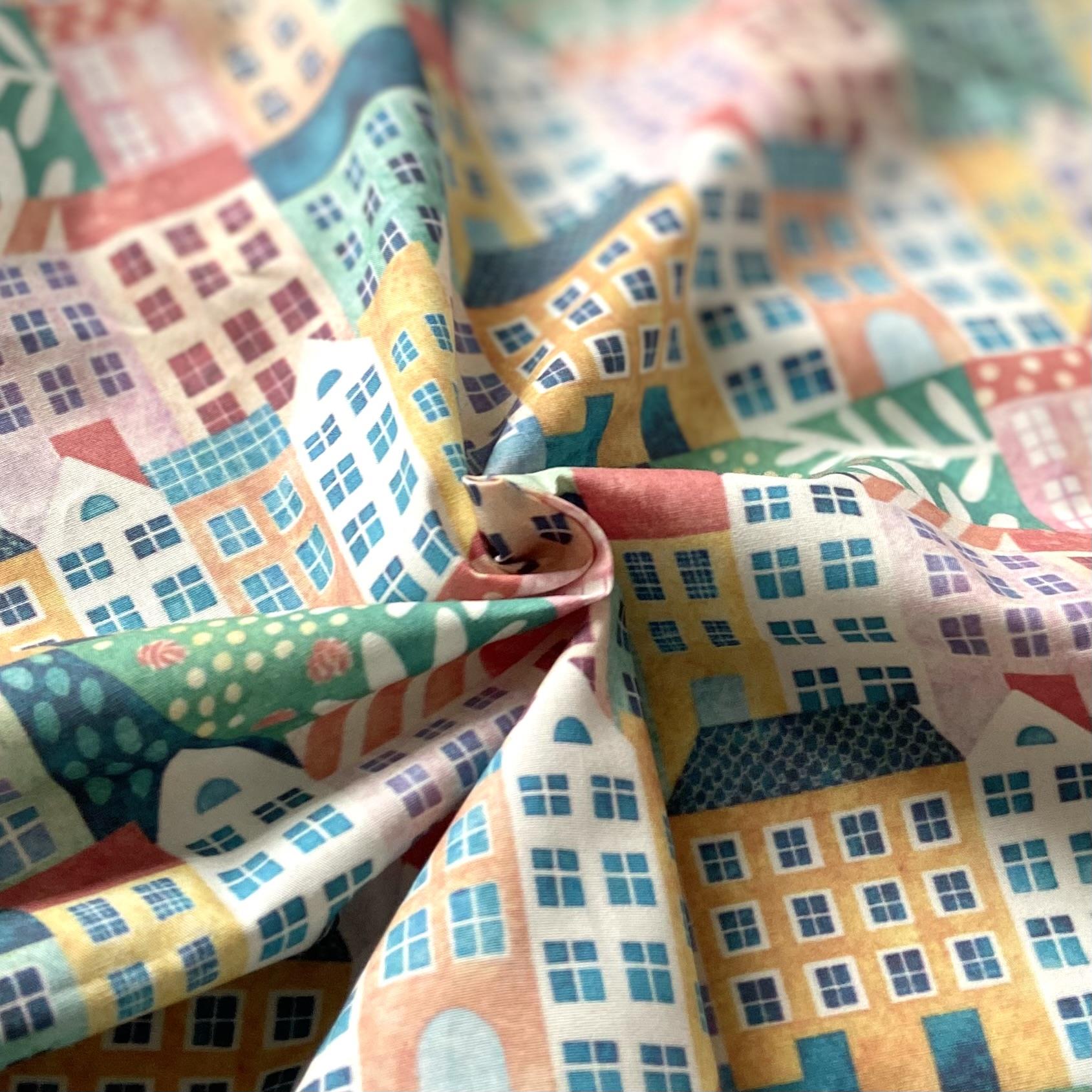 Colorful City Poplin Kumaş